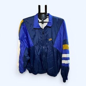 Vintage Nike Men's Blue and Gold Track Windbreaker Jacket
